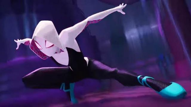 Le costume de Spider-Gwen de Gwen Stacy (Hailee Steinfeld) dans Spider-Man : New Generation