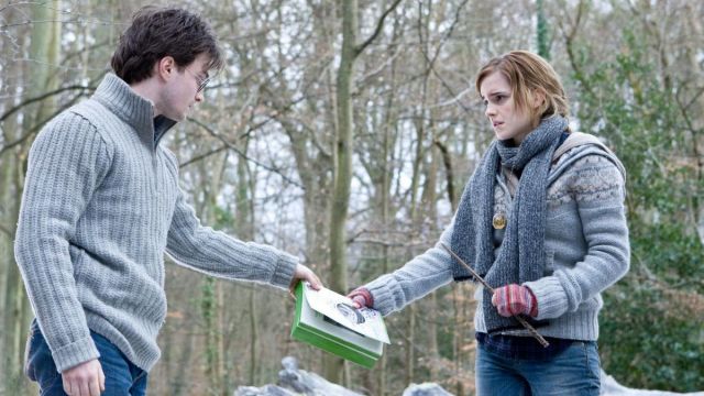 Hermione Granger's (Emma Watson) knitted fingerless gloves as seen in Harry Potter and the Deathly Hallows