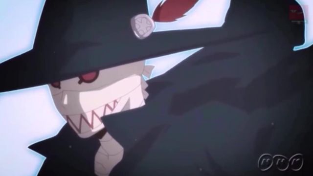 The long black cape Grimm in Radiant (anime 2018)