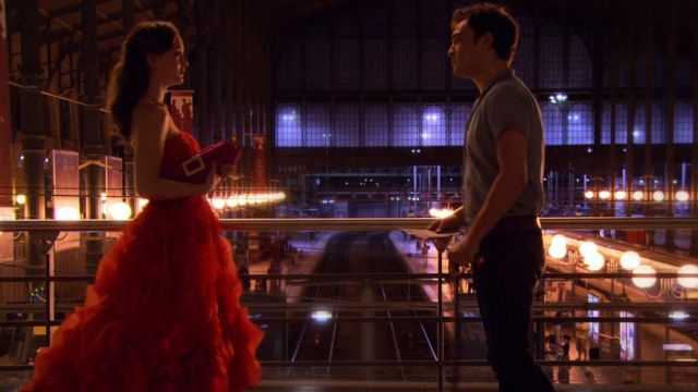 The red Oscar de la Renta prom dress worn by Blair Waldorf (Leighton Meester) in the series Gossip Girl (Season 4 Episode 2)