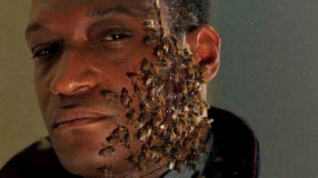 Bumble bees on the face of The Candyman / Daniel Robitaille (Tony Todd) as seen in Candyman