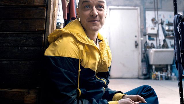 Nike blue and yellow jacket worn by Dennis (James McAvoy) as in Split