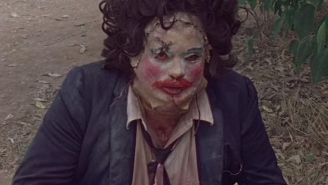 Leatherface's (Gunnar Hansen) pretty woman mask as seen in The Texas Chainsaw Massacre (1974)