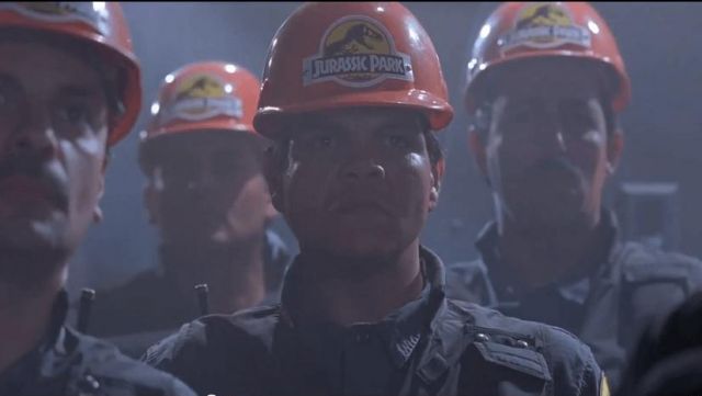 The replica of the helmet worn by the workers of Jurassic Park in Jurassic Park