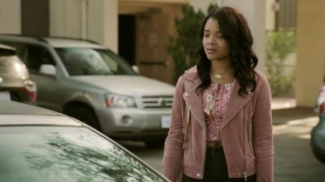 Pink jacket worn by Candace Preston (Ajiona Alexus) in Light as a Feather (S01E03)
