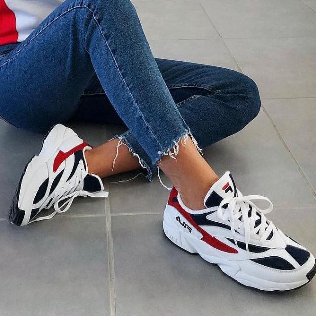Sneakers Fila white and red and blue on 