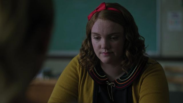 The vest mustard yellow flowers in the back Modcloth worn by Ethel Muggs (Shannon Purser) in Riverdale S03E03