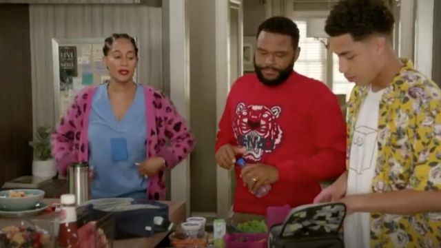 Kenzo Mens Classic Tiger Graphic Sweatshirt in Red worn by Andre 'Dre' Johnson (Anthony Anderson) as seen in black-ish S05E02