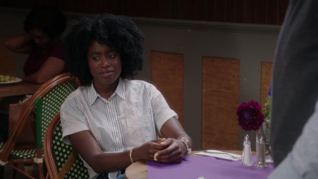 The striped shirt Madewell range by Simone Garnett (Kirby Howell-Baptiste) in The Good Place S03E05