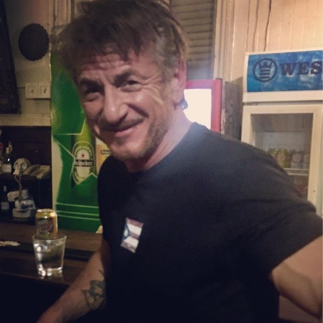 Ricky Martin's "AllIn4PR" Black Tee Shirt worn by Sean Penn on the Instagram account of @rm_foundation