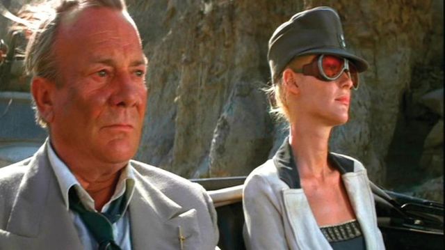 The sunglass-style goggles with red glasses of Elsa (Alison Doody) in Indiana Jones and the last crusade