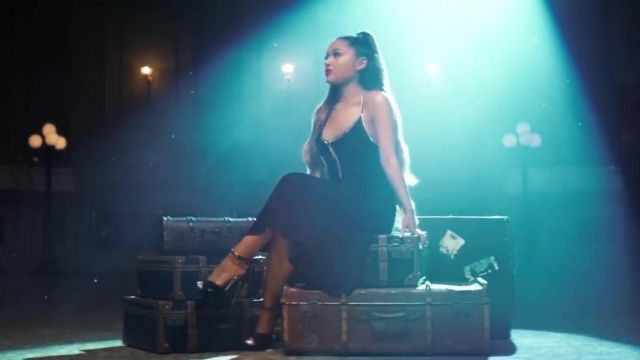 The black dress rhinestone Ariana Grande in the clip breathin