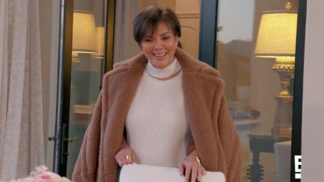 Teddy Bear Icon Faux Fur Coat worn by Kris Jenner in Keeping Up with the Kardashians (S15E05)