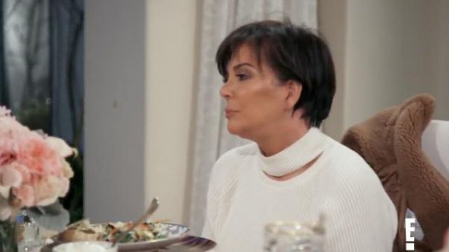 Cashmere Mink-Cuff Knit Sweater worn by Kris Jenner in Keeping Up with the Kardashians (S15E05)