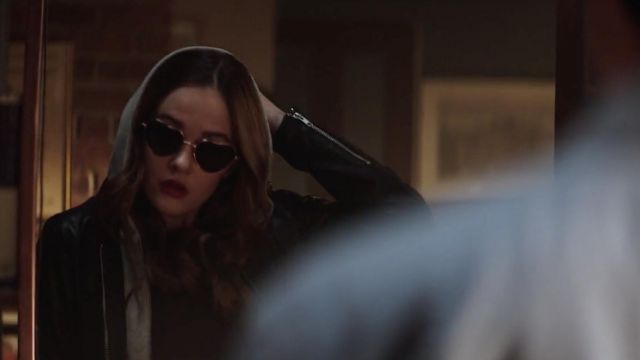 Heart Shaped Gold Sunglasses worn by Candace (Ambyr Childers) as seen in YOU S01E10