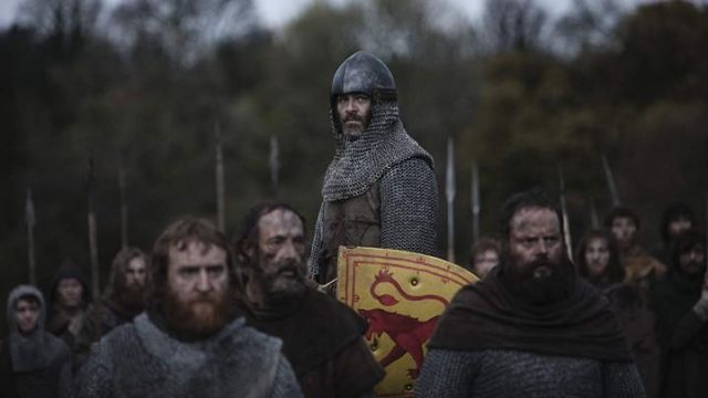 Robert the Bruce's (Chris Pine) rampant lion shield as seen in Outlaw King