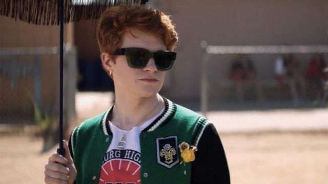 Green bomber jacket worn by Heather Duke (Brendan Scannell) as seen in Heathers S1E7