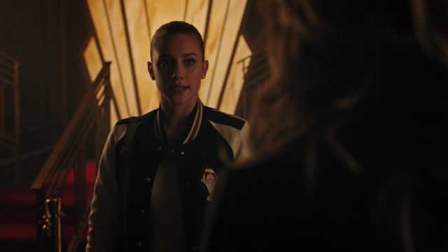The bomber jacket bomber Coach at crest Ice Cream" worn by Betty Cooper (Lili Reinhart) in Riverdale S03E06