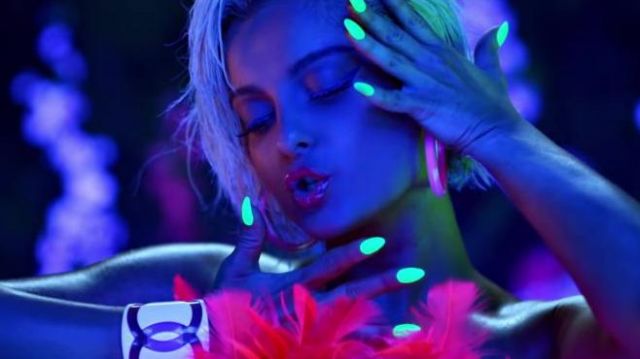 Chanel White CC Cuff Bracelet worn by Bebe Rexha in Say My Name music video by David Guetta & J Balvin