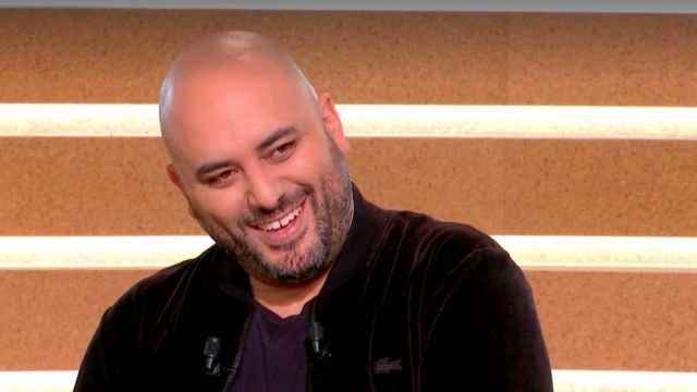 Jacket bomber black Lacoste Jérôme Commandeur in the show Hello! the 8/12/2018