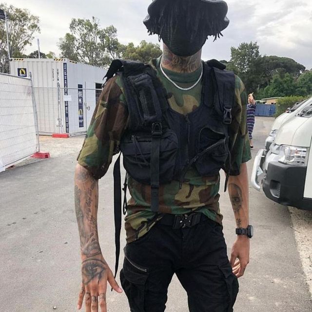 Slim fit cargo trousers worn by Scarlxrd on his Instagram Account