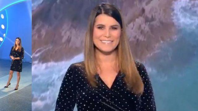 La Robe en velours avec strass de Karine Ferri dans Tirage du loto du 10/12/2018