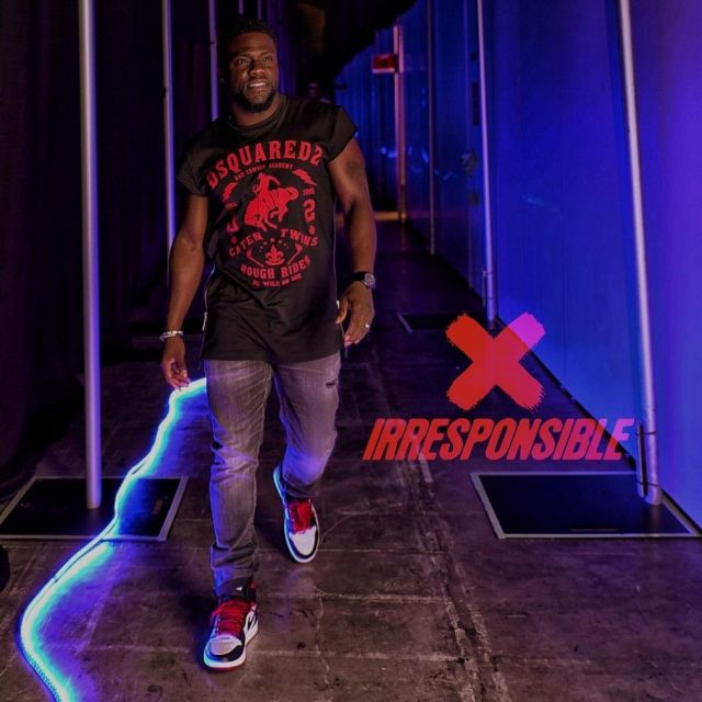 Dsquared2 Printed T shirt worn by Kevin Hart on his Instagram account (@kevinhart4real)