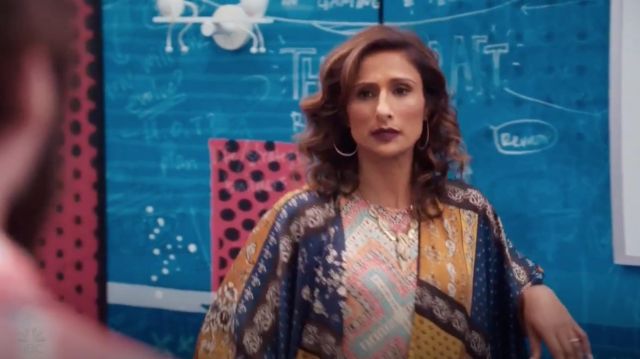 Patchwork Tunic Dress by Tiny worn by Emet (Sarayu Blue) in I Feel Bad S01E10