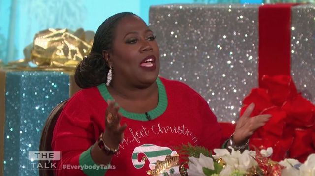 Purrfect Christmas Cat Ugly Sweater by Target worn by Sheryl Underwood in The Talk December 14, 2018
