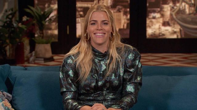 Isabel Marant Parman floral print silk blend ruched top worn by Busy Philipps on Busy Tonight S01E29