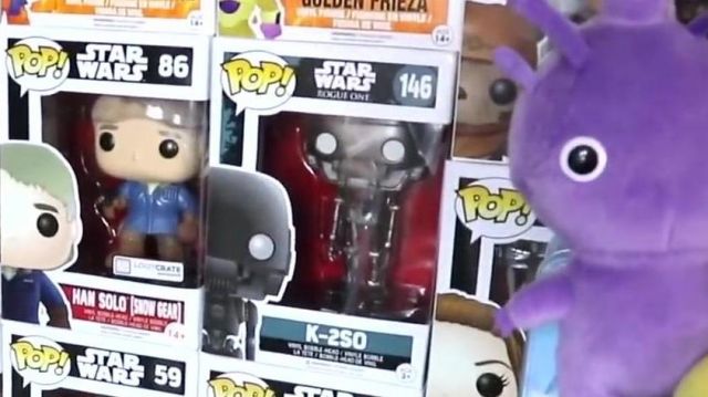 The figurine Funko Pop K-2SO in the YouTube video, "ALL OUR POP FUNKO !"