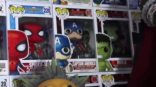 The Figurine FunKo Pop Captain America in the YouTube video, "ALL OUR POP FUNKO !"