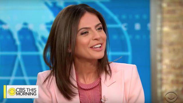 Zimmermann Unbridled Spliced Pink Blouse worn by Bianna Golodryga in CBS This Morning Dec. 19, 2018