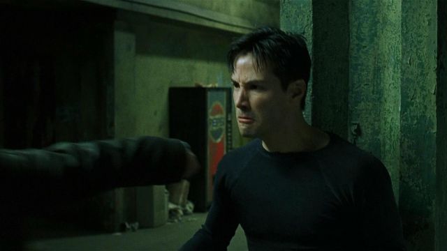 Pepsi of Neo (Keanu Reeves) in The Matrix