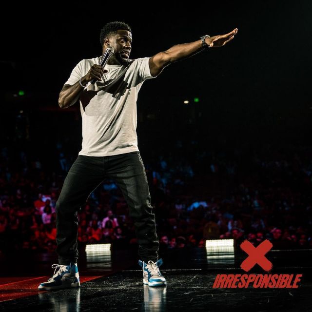 Jordan 1 Retro High  "Off White Unc" sneakers worn by Kevin Hart on his Instagram account @kevinhart4real