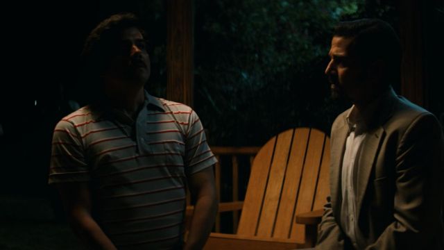 Pablo Escobar's (Wagner Moura) striped polo as seen in Narcos: Mexico S01E05