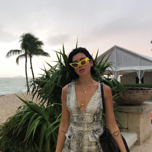 Sunglasses in acetate The Prowler of Dua Lipa on the account instagram @dualipa
