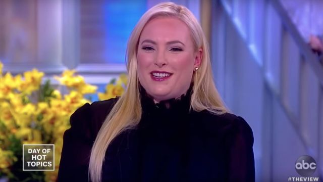Dolce&Gabbana Ruffle Bib Sheer Stretch Silk Blouse worn by Meghan McCain on The View Jan. 01, 2019