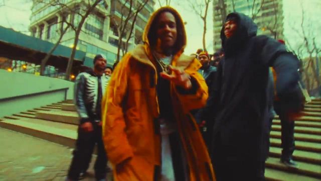Yellow coat worn by A$AP Rocky in Praise The Lord (Da Shine) music video feat. Skepta