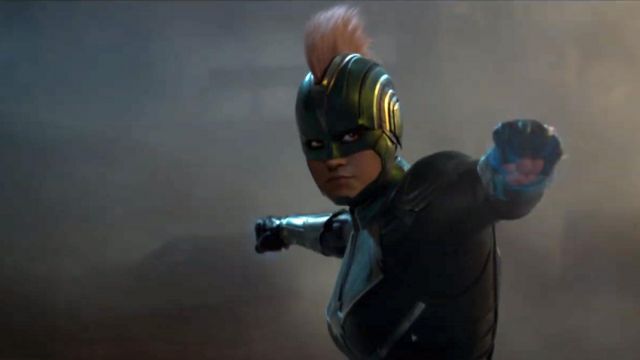 The green helmet of Carol Danvers / Captain Marvel (Brie Larson) in Captain Marvel