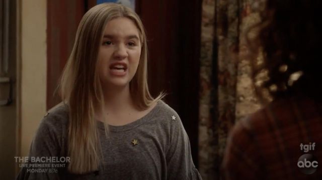 Sundry Star Ruffle Grey Top worn by Dylan DiMeo (Kyla Kenedy) as seen in Speechless S03E09