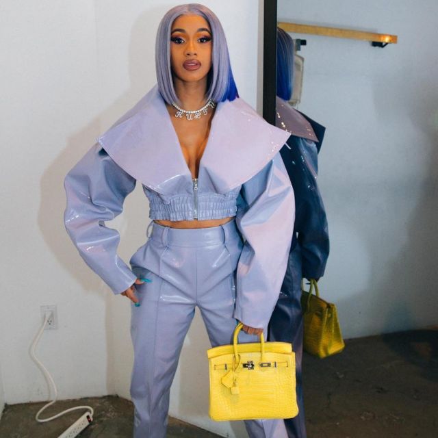 The leather pants purple Cardi B on the account instagram @iamcardib ...