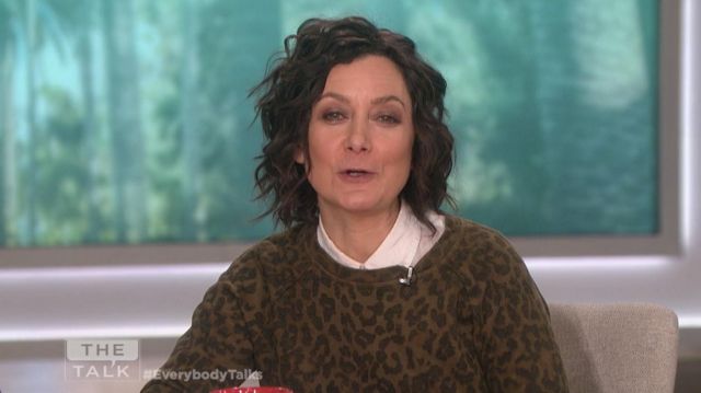 NSF Saguro Leopard Print Cotton Sweatshirt worn by Sara Gilbert as seen on The Talk Jan 8, 2019