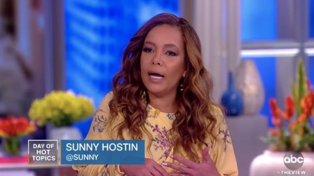 Preen by Thornton Bregazzi Louise ruched floral print stretch crepe dress worn by Sunny Hostin on The View