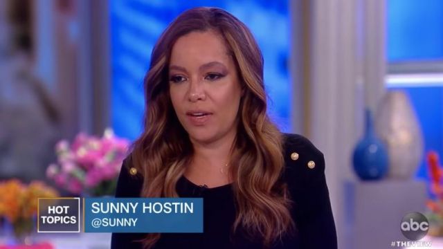 Balmain Button embellished ribbed knit sweater worn by Sunny Hostin on The View Jan 14, 2019