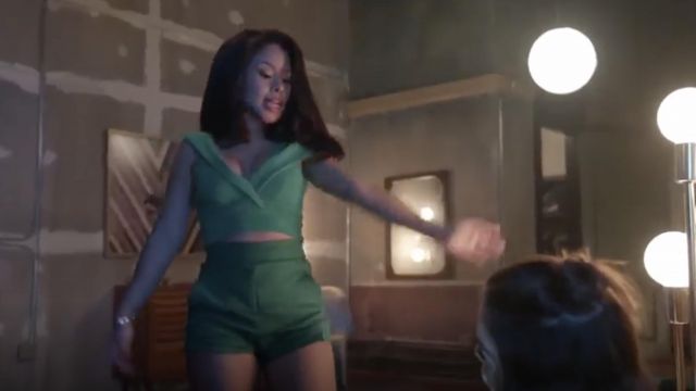 Green Off The Shoulder top worn by Mariana Adams Foster (Cierra Ramirez) in Good Trouble S01E02