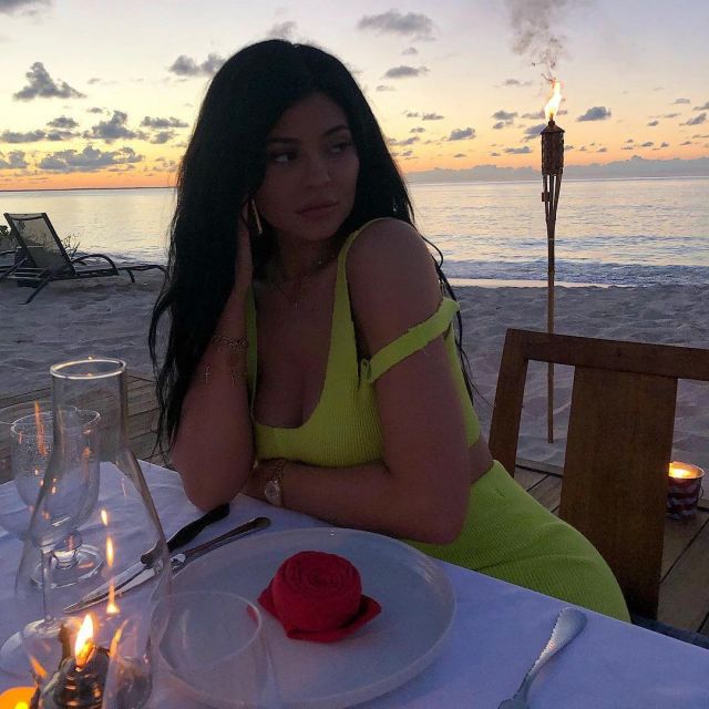 Green Cut Out Dress worn by Kylie Jenner on the Instagram account @kyliejenner
