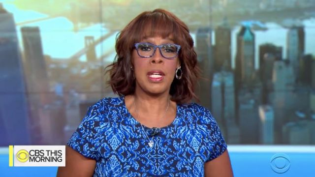 St. John Collection Cool Tones Brocade Knit Dress worn by Gayle King on CBS This Morning