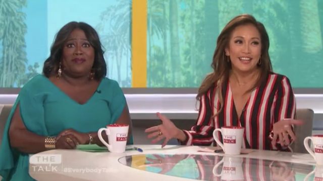 L'Agence Kyla Draped Blouse worn by Carrie Ann Inaba on The Talk January 22, 2019