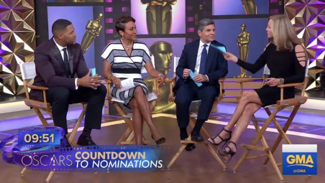 New York & Company Metallic Stripe Kimono Sweater Midi Dress worn by Robin Roberts on Good Morning America January 22, 2019